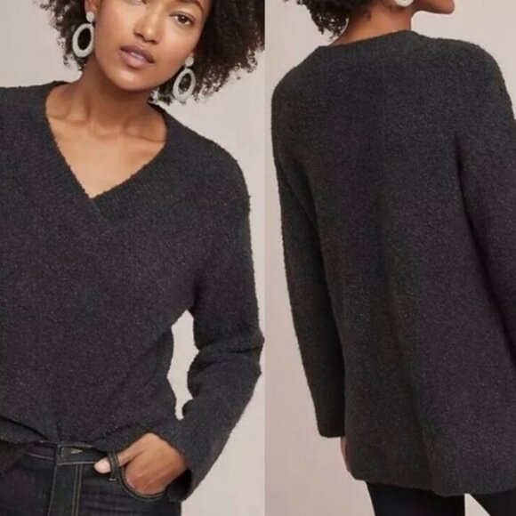Anthropologie Alpaca Merino Wool Simone Sweater Grey Size XS Knit‎ V-Neck Boho - Picture 3 of 13